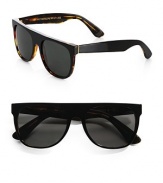 Sleek, modern frames with tortoise print accents, crafted in lightweight acetate. Available in dark havana black frames with black lenses.Acetate100% UV ProtectionMade in Italy