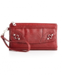 A casual yet refined look that will become any everyday essential. A textured exterior with shiny silvertone hardware gives this roomy wallet from Style&co. a stylish way to stash your necessities. A casual yet refined look that will become any everyday essential. A textured exterior with shiny silvertone hardware gives this roomy wallet from Style&co. a stylish way to stash your necessities.