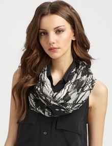 EXCLUSIVELY AT SAKS. A luxurious blend of silk and cashmere with a nature-inspired print. 50% silk/50% cashmereAbout 28 X 80Dry cleanImported EXCLUSIVELY AT SAKS. A luxurious blend of silk and cashmere with a nature-inspired print. 50% silk/50% cashmereAbout 28 X 80Dry cleanImported