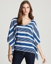 Work nautical chic into your day or evening ensembles in this Karen Kane striped top, designed in a relaxed fit with flowing kimono sleeves.