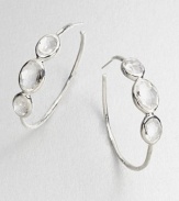 Three radiant ovals of faceted clear quartz, elegantly set in a hoop of sterling silver. Clear quartz Sterling silver Diameter, about 1½ Post back Imported