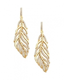 You'll flock to these luxe pave feather earrings glittering with cubic zirconia in a rich 18k gold vermeil setting.