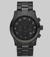 As cool as it is functional, designed in black-on-black stainless steel with IP detail and three-eye chronograph movement. Round bezel Quartz movement Three-eye chronograph functionality Water resistant to 10 ATM Date function Second hand Stainless steel case: 45mm (1.77) Imported 