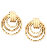 Open up to the idea of something elegant. These fancy doorknocker stud earrings from YellOra™ bring together pure gold, sterling silver and palladium for a fashion-forward approach. Approximate diameter: 5/8 inch.