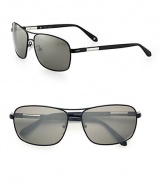 A sleek frame with a modern sensibility, crafted in lightweight metal and resin for a comfortable fit. Available in black frames with mirrored smoke lenses.Metal/resin100% UV ProtectionMade in Italy