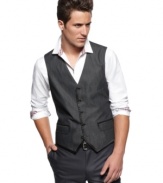Blow away the boardroom with your sleek style wearing this vest from INC.