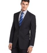Bored with basic black? In a cool, crisp navy, this Calvin Klein blazer is change you've been waiting for.