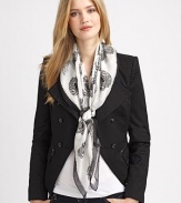 This high-contrast design features tiger-printed skulls with a solid color border. SilkAbout 39¼ X 39¼Dry cleanMade in Italy