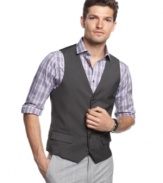 Button up your sleek style! Add this Alfani vest to any outfit for a slim, sophisticated silhouette.