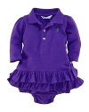A signature polo design is transformed into a sporty, casual dress with the addition of a double-tiered ruffle hem.