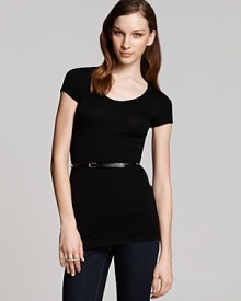 Update your basics collection with this fresh, fitted tee from Aqua. Update your basics collection with this fresh, fitted tee from Aqua.
