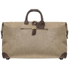 This duffle features adjustable removable shoulder strap, leather wrapped handles and extended top-zip access for easy loading and unloading. Slim exterior pocket for travel documents, zipped interior pockets for accessories. ABS plastic feet on the bottom of bag keep bag upright while packing.