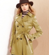 A petite version of the timeless silhouette, DKNY's feminine take on the classic trench coat is just right for blustery days and transitional weather.
