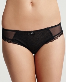 A low-rise silhouette with slightly more coverage than a thong. Sheer detail at hips and scalloped edge trim along legs add a sexy touch. A low-rise silhouette with slightly more coverage than a thong. Sheer detail at hips and scalloped edge trim along legs add a sexy touch.