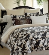 Turn your bedroom into an exotic getaway with these Tommy Bahama Home Julie Cay window panels. A bounty of floral details take center stage over a dark landscape, evoking the warmth of an evening in the Caribbean. Includes tie backs.