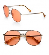 The essential aviator style in nickel and stainless steel with a colorful lens. Available in antique silver metal with pink mono lens.Metal templesUV400 protectionImported