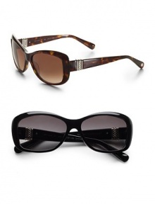 From the Cable Classics Collection. Acetate rectangle frames accentuated with signature cable accents and Yurman logo at temple. Available in black onyx with sterling silver accents and smoke gradient lens or tortoise with sterling silver accents and brown gradient lens. 100% UV protection Imported From the Cable Classics Collection. Acetate rectangle frames accentuated with signature cable accents and Yurman logo at temple. Available in black onyx with sterling silver accents and smoke gradient lens or tortoise with sterling silver accents and brown gradient lens. 100% UV protection Imported