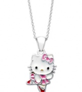 Show your whimsical side. The sterling silver Princess Kitty ballerina pendant from Hello Kitty, decorated with fun colors, is perfect for staying in step with fashion. Approximate length: 18 inches. Approximate drop: 1/2 inch.