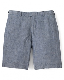 Linen adds a luxe touch to Billy Reid's Smith classic flat front short. Linen adds a luxe touch to Billy Reid's Smith classic flat front short.