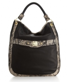 Never has a hobo looked so high-fashion. This traffic-stopping design by Marc Fisher features a slouchy hobo silhouette, trend-right snakeskin print trim and polished goldtone hardware. Never has a hobo looked so high-fashion. This traffic-stopping design by Marc Fisher features a slouchy hobo silhouette, trend-right snakeskin print trim and polished goldtone hardware.