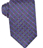 Follow the easy path to style with this grid-patterned silk tie from Geoffrey Beene.