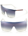 Keep your cool in these square gradient sunglasses with a flat blue top bar and logo detail at temples.