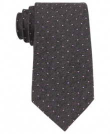 Pin-point your dress-to-impress look with this dapper dot tie from DKNY. Pin-point your dress-to-impress look with this dapper dot tie from DKNY.