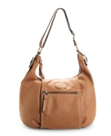 Deluxe leather lends a soft hand and beautiful slouch to this double-compartment hobo bag by Giani Bernini. Deluxe leather lends a soft hand and beautiful slouch to this double-compartment hobo bag by Giani Bernini.