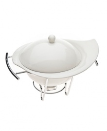 The Natura warmer from Godinger's collection of serveware and serving dishes combines a covered porcelain bowl and chrome rack, ensuring your table is beautiful but protected. Handles make transporting meals easy; tealight candles keep it warm. The Natura warmer from Godinger's collection of serveware and serving dishes combines a covered porcelain bowl and chrome rack, ensuring your table is beautiful but protected. Handles make transporting meals easy; tealight candles keep it warm.