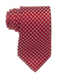 With fine geometric details, this Nautica tie helps you add subtle texture to any tailored combination in your workday wardrobe. With fine geometric details, this Nautica tie helps you add subtle texture to any tailored combination in your workday wardrobe.
