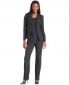 Tahari by ASL ups the ante on your weekday wardrobe with a classic pinstriped suit, made modern with subtle details like buckles, a wide waistband and straight-cut legs.