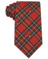 'Tis the season for mixing business and fun-get into the spirit with this plaid penguin-print silk tie from Tommy Hilfiger.