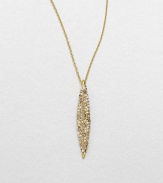 From the Miss Havisham Collection. A long tapered pendant, pointed like a spear, is dappled with dazzling Swarovski crystals and hangs from a delicate chain.CrystalGoldtoneLength, about 16 plus 3 extenderLobster claspMade in USA