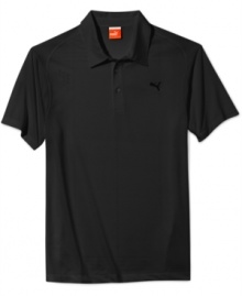 Don't let them see you sweat! Keep your cool with polo golf shirts from Puma, featuring moisture management for comfort. This golf shirt is sure to give you the confidence you need to get your ace in the hole.