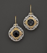 From the Nykta collection, silver and gold clover earrings with faceted black onyx. Designed by Konstantino.
