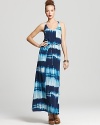 Brilliant tie dye updates this Twelfth Street by Cynthia Vincent maxi dress to cabana-cool for the perfect poolside look. Take the style to dinner by swapping flip-flops for platforms.