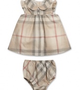 First impression! Burberry's signature check dress guarantees style from the start.