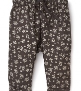 Pearls & Popcorn Infant Girls' Floral Print Tie Trousers - Sizes 12-36 Months