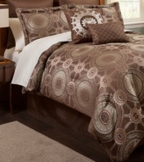 Surround yourself with exotic elegance. This expansive Eaton comforter set offers an enticing appeal with warm shades of brown and intricate medallion designs for a spicy influence. Get the full look with this set that includes everything you need to redo and refresh your space.