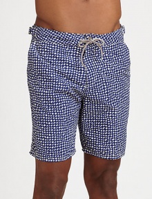 A printed summer favorite, in a longer silhouette, for the beach and beyond in smooth, quick-drying nylon.Drawstring waistSide slash, back welt pocketsInseam, about 7NylonMachine washImported A printed summer favorite, in a longer silhouette, for the beach and beyond in smooth, quick-drying nylon.Drawstring waistSide slash, back welt pocketsInseam, about 7NylonMachine washImported