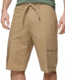 Rough and rugged shorts get a laid-back with these linen-blend shorts from Sean John.