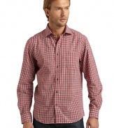 THE LOOKPlaid designPoint collarFront button closureLong button cuff sleevesChest patch pocketU-shaped hemTHE MATERIALCottonCARE & ORIGINMachine washImportedThis item was originally available for purchase at Saks Fifth Avenue OFF 5TH stores. 
