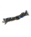 Braid expectations. An intricately intertwined array of black and blue baguette crystals adorns this unique bracelet from Kenneth Cole New York. Crafted in hematite tone mixed metal with chain embellishment. Approximate length: 7-1/2 inches.