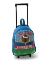 From Gund, an cool colorblock packpack on wheels, with an expandable handle and plush football tucked in the back pocket.