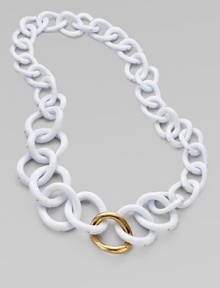 A graduated design of twisted resin links embellished with a radiant 14k goldplated center link and accents. Resin14k goldplatingLength, about 18Slip-on styleMade in USA A graduated design of twisted resin links embellished with a radiant 14k goldplated center link and accents. Resin14k goldplatingLength, about 18Slip-on styleMade in USA
