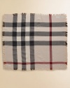 Bold checks and fringe trim define this cozy merino and cashmere accessory.Merino/cashmereAbout 28 X 28Dry cleanMade in Great Britain