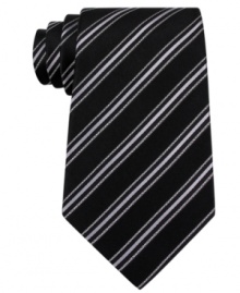 Leave a lasting impression in stripes and this silk tie from Sean John. Leave a lasting impression in stripes and this silk tie from Sean John.