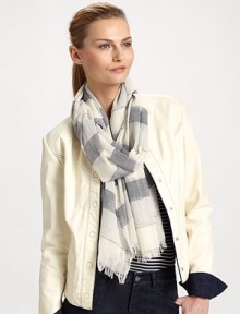 This gauzy cotton style is embellished with thick and thin stripes accented with sparkling Lurex® fibers. 93% cotton/4% acrylic/2% wool/1% other fibersAbout 29½ X 78¾Dry cleanMade in Italy This gauzy cotton style is embellished with thick and thin stripes accented with sparkling Lurex® fibers. 93% cotton/4% acrylic/2% wool/1% other fibersAbout 29½ X 78¾Dry cleanMade in Italy
