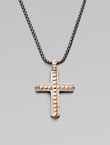 From the Alchemy in the UK Collection. A bold cross pendant of sterling silver, textured, studded and finished with rose goldplatng and black rhodium-plated accents, on a chunky chain of oxidized silver.Sterling silverRose goldplated and rhodium plated accentsChain length, about 24Pendant length, about 1½Lobster claspImported