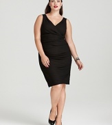 From office to after hours, this Eileen Fisher sheath dress exudes timeless chic with a flattering crossover neckline and ruched bodice.
